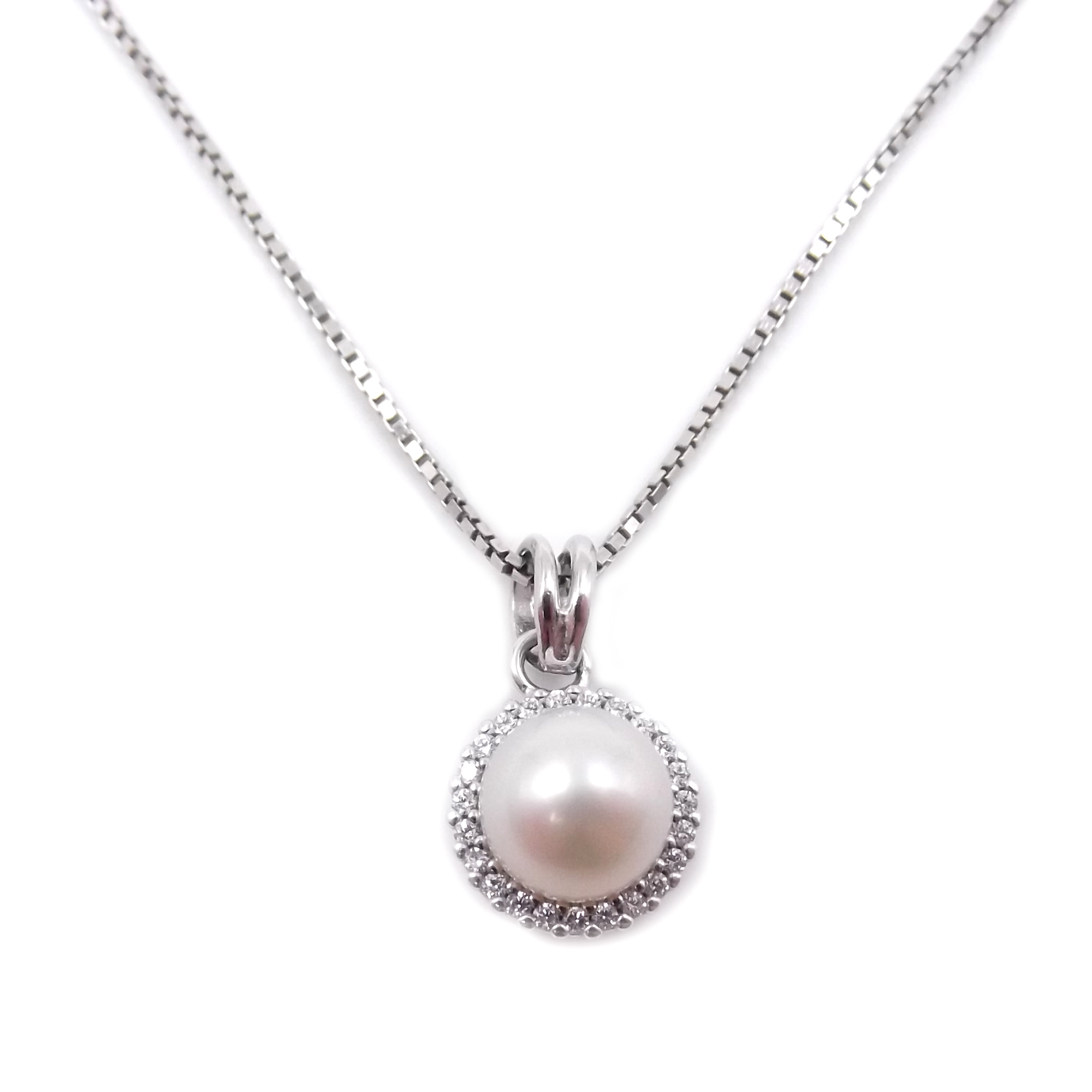 Collana Donna Argento 925 con Perla Naturale e Zirconi Girocollo Elegante Regalo